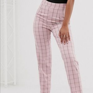 Cigarette pink check pants